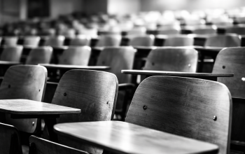 Empty lecture hall in monochrome tones